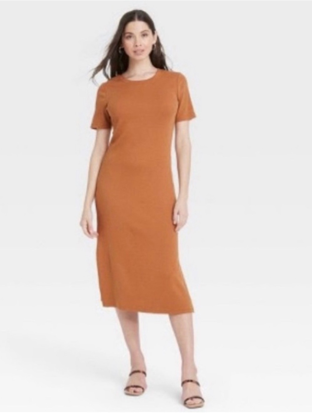 a new day (Target) Rust-Orange Ribbed Midi Dress